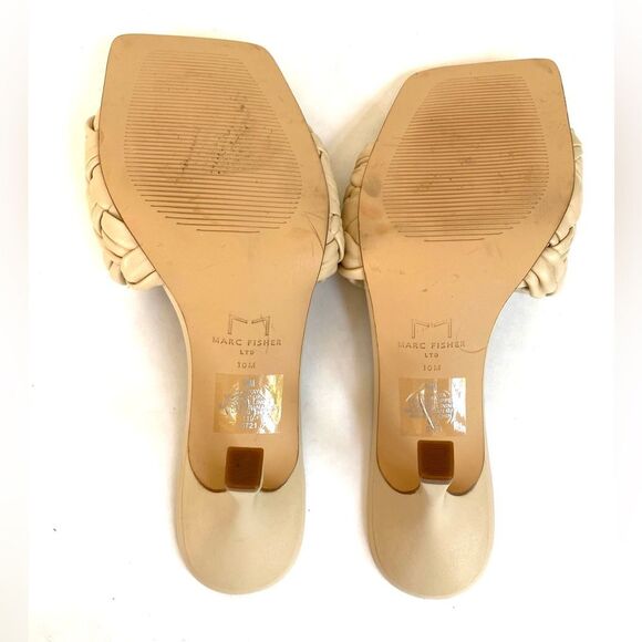 Marc Fisher Draya Braided Square Toe Heels 10 Cream - Picture 8 of 10